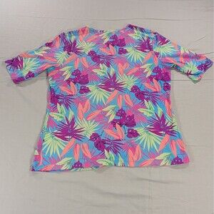Lands' End Swim Shirt Womens Medium Floral Pink Blue Green Long Sleeve